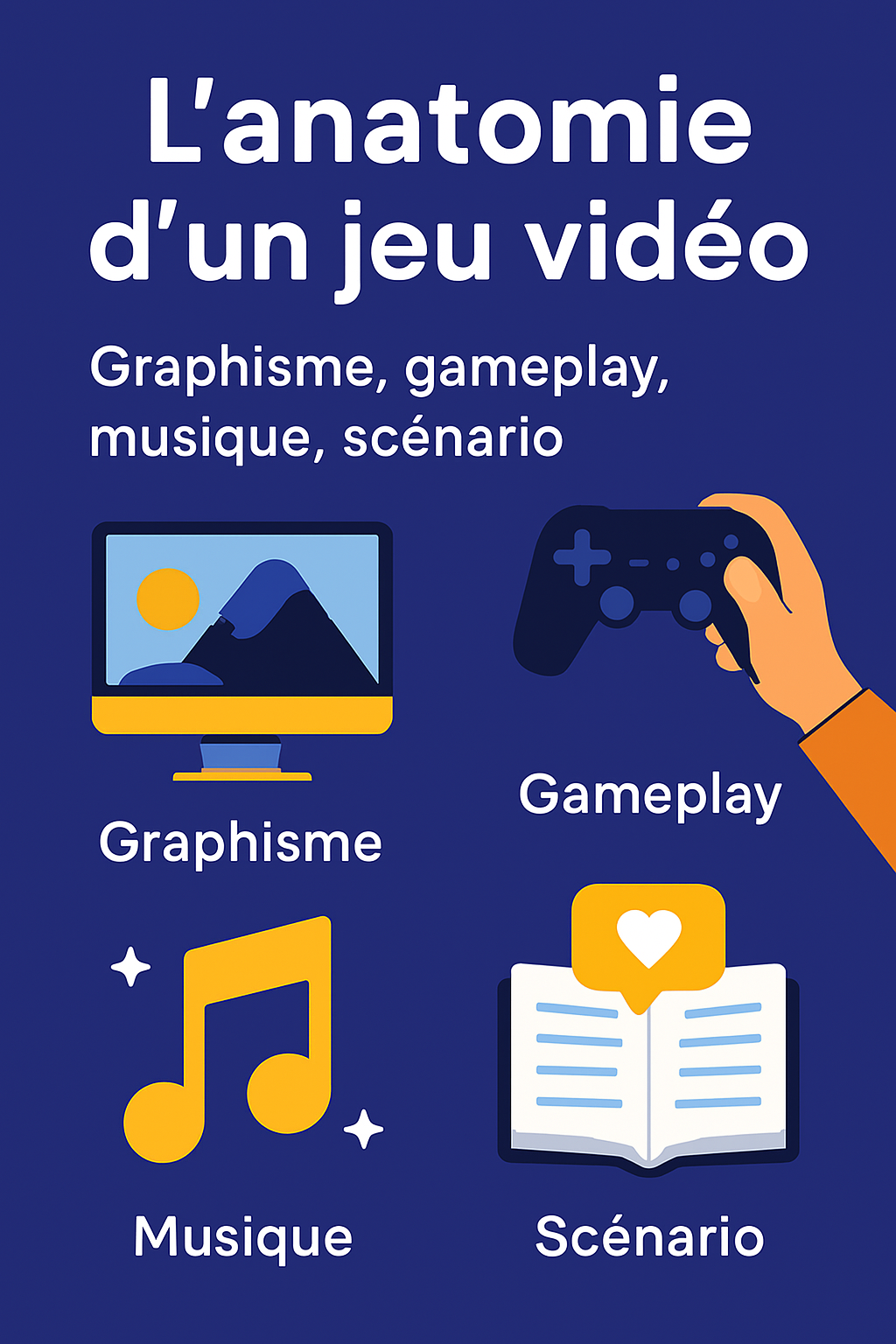 Read more about the article 🎮 L’anatomie d’un jeu vidéo : Graphisme, gameplay, musique, scénario… Qui fait quoi, et pourquoi c’est si addictif ?