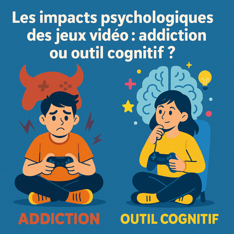 Read more about the article Les impacts psychologiques des jeux vidéo : addiction ou outil cognitif ?** 🧠🎮✨